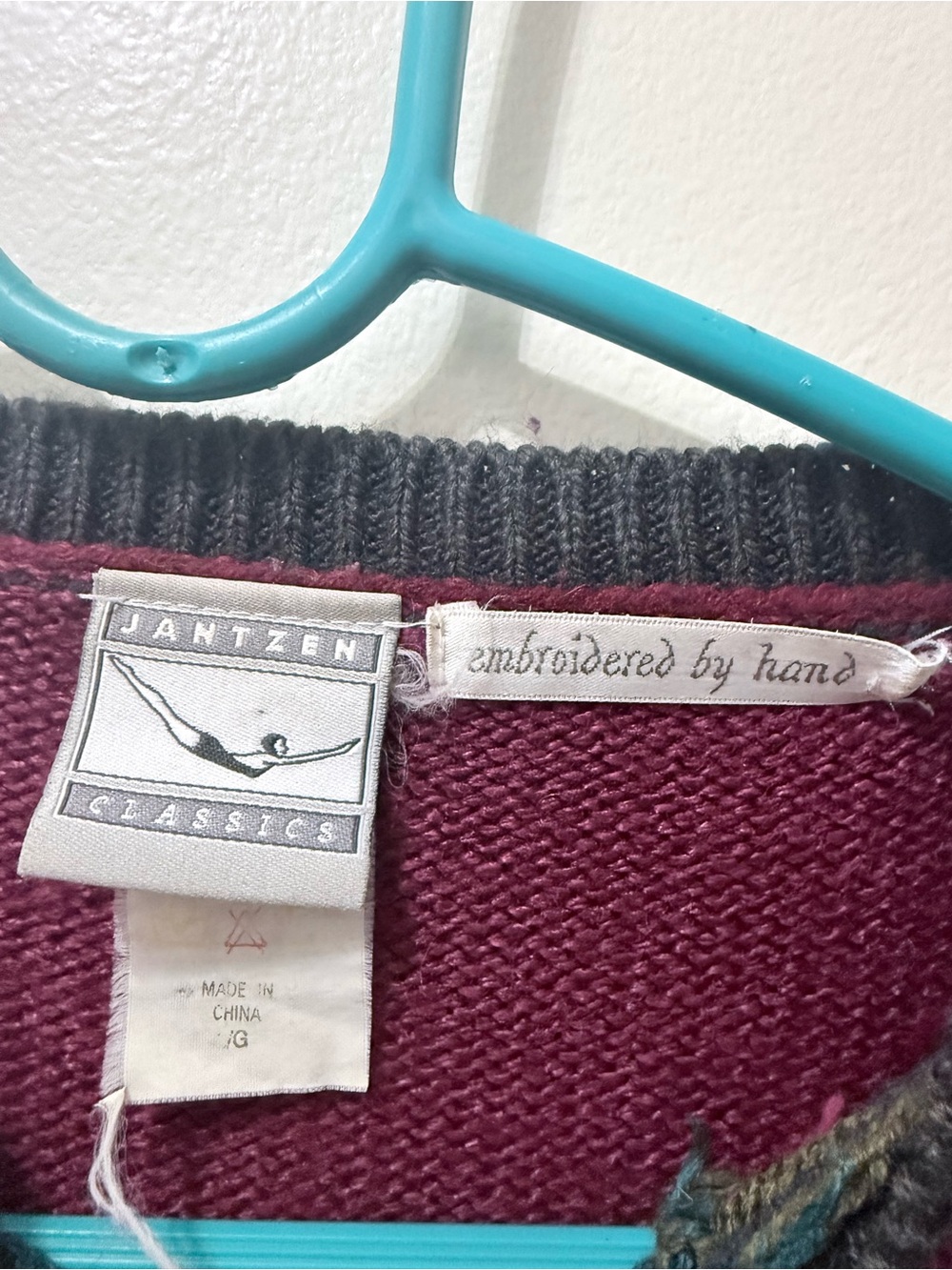 Vintage 90s Burgundy Floral Cottagecore Fairy Oversized Knit Grandma Sweater L - Picture 3 of 6